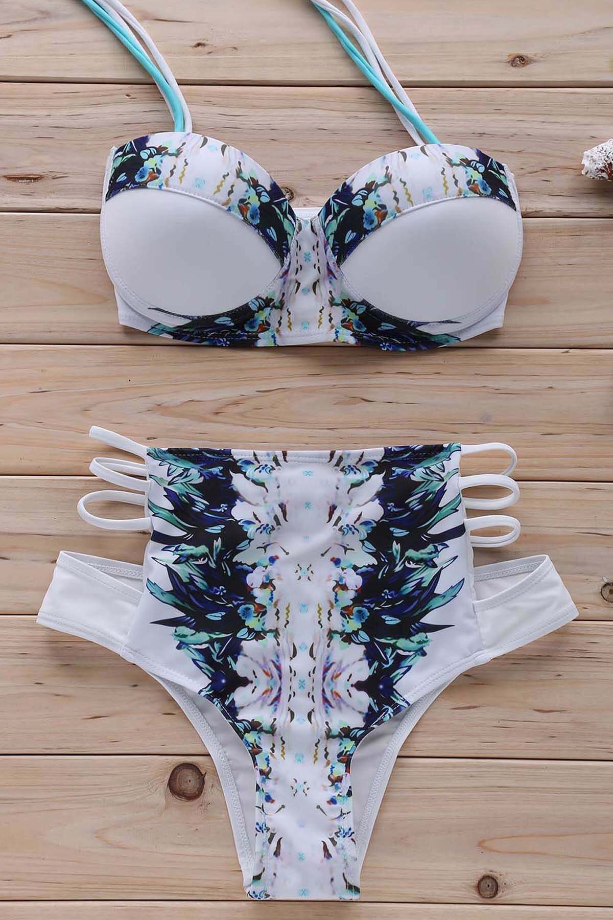 Vintage Underwire Bikini Set with Printed High Waist - Y2K Fashion Swimwear for Women