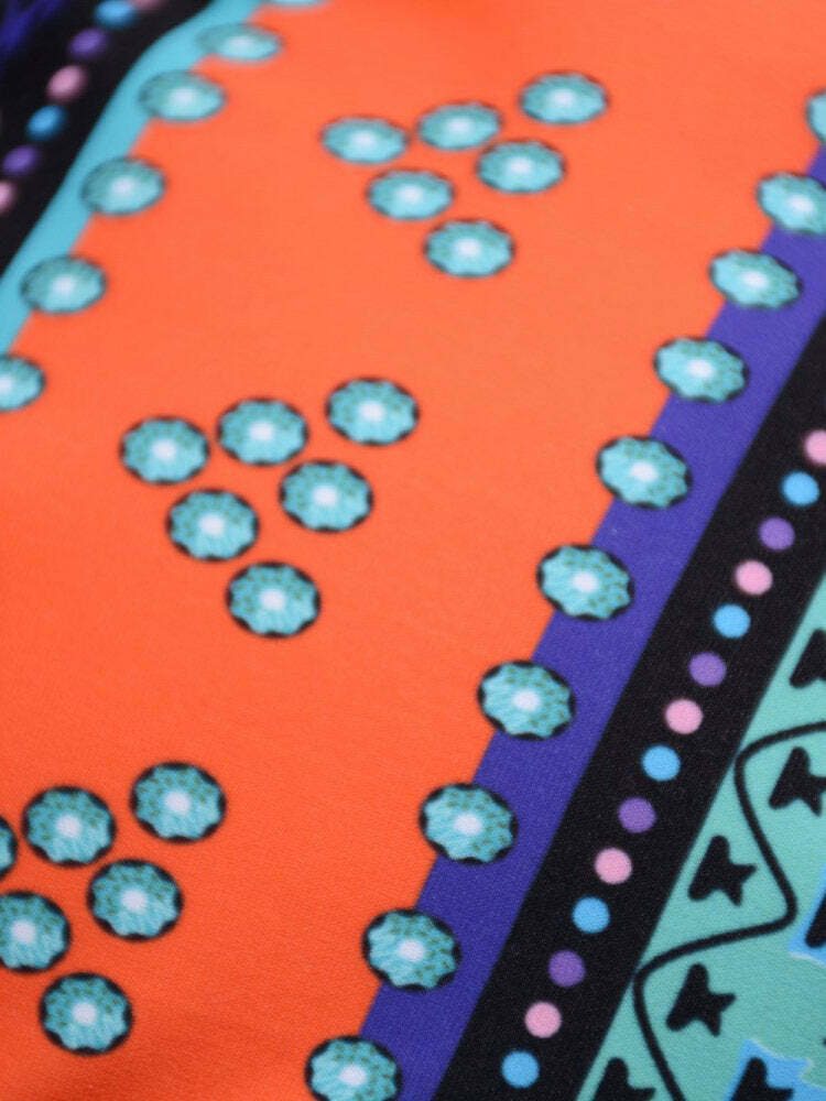 Vintage Vest Backless Printed Thong Bikinis Swimsuits - Y2K Fashion Niche Women's Clothing