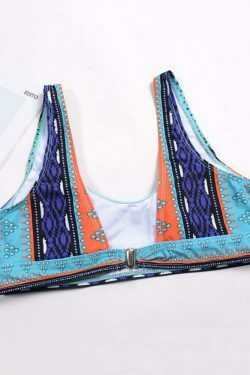 Vintage Vest Backless Printed Thong Bikinis Swimsuits - Y2K Fashion Niche Women's Clothing