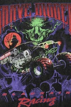 Vintage Vibe: BLACK AIR 'Grave Digger' Graphic Tee in Washed Cotton Jersey - Y2K Aesthetic Fashion