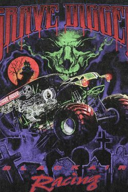 Vintage Vibe: BLACK AIR 'Grave Digger' Graphic Tee in Washed Cotton Jersey - Y2K Aesthetic Fashion