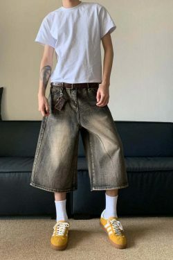 Vintage Wash High-Waisted Cargo Skirt - Y2K Aesthetic Grunge Style - Co