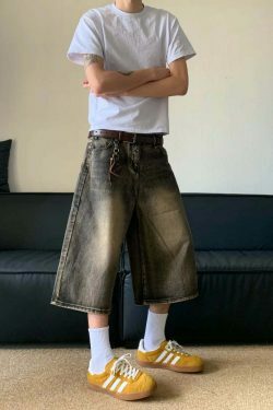 Vintage Wash High-Waisted Cargo Skirt - Y2K Aesthetic Grunge Style - Co