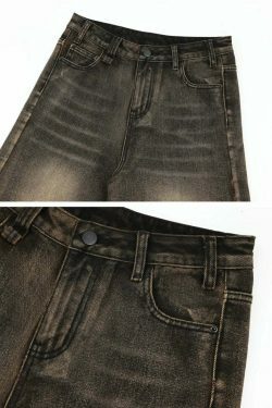 Vintage Wash High-Waisted Cargo Skirt - Y2K Aesthetic Grunge Style - Co