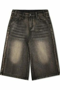 Vintage Wash High-Waisted Cargo Skirt - Y2K Aesthetic Grunge Style - Co