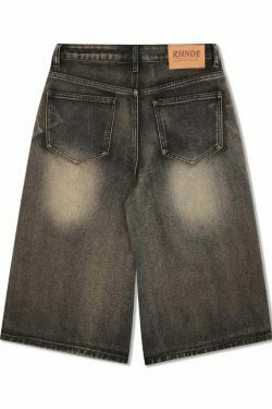 Vintage Wash High-Waisted Cargo Skirt - Y2K Aesthetic Grunge Style - Co