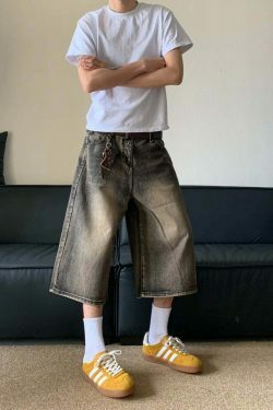 Vintage Wash High-Waisted Cargo Skirt - Y2K Aesthetic Grunge Style - Co