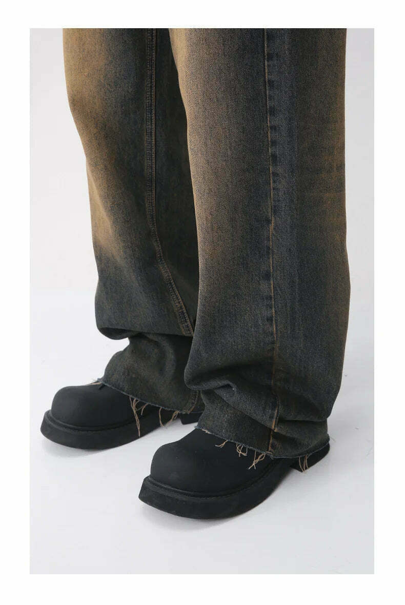 Vintage Wash Raw Hem Jeans - Y2K Fashion Denim Skirt Set for Women - Coquette Aesthetic Grunge Style Vintage Wash Raw Hem Jeans - Y2K Fashion Denim Skirt Set for Women - Coquette Aesthetic Grunge Style