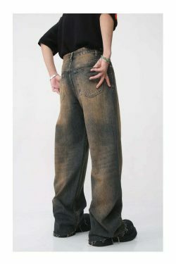 Vintage Wash Raw Hem Jeans - Y2K Fashion Denim Skirt Set for Women - Coquette Aesthetic Grunge Style