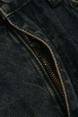 Vintage Wash Relaxed Fit Jeans: Y2K Fashion with Coquette Aesthetic & Grunge Vibes