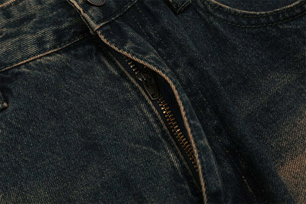 Vintage Wash Relaxed Fit Jeans: Y2K Fashion with Coquette Aesthetic & Grunge Vibes Vintage Wash Relaxed Fit Jeans: Y2K Fashion with Coquette Aesthetic & Grunge Vibes