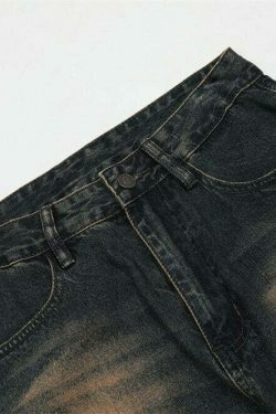 Vintage Wash Relaxed Fit Jeans: Y2K Fashion with Coquette Aesthetic & Grunge Vibes
