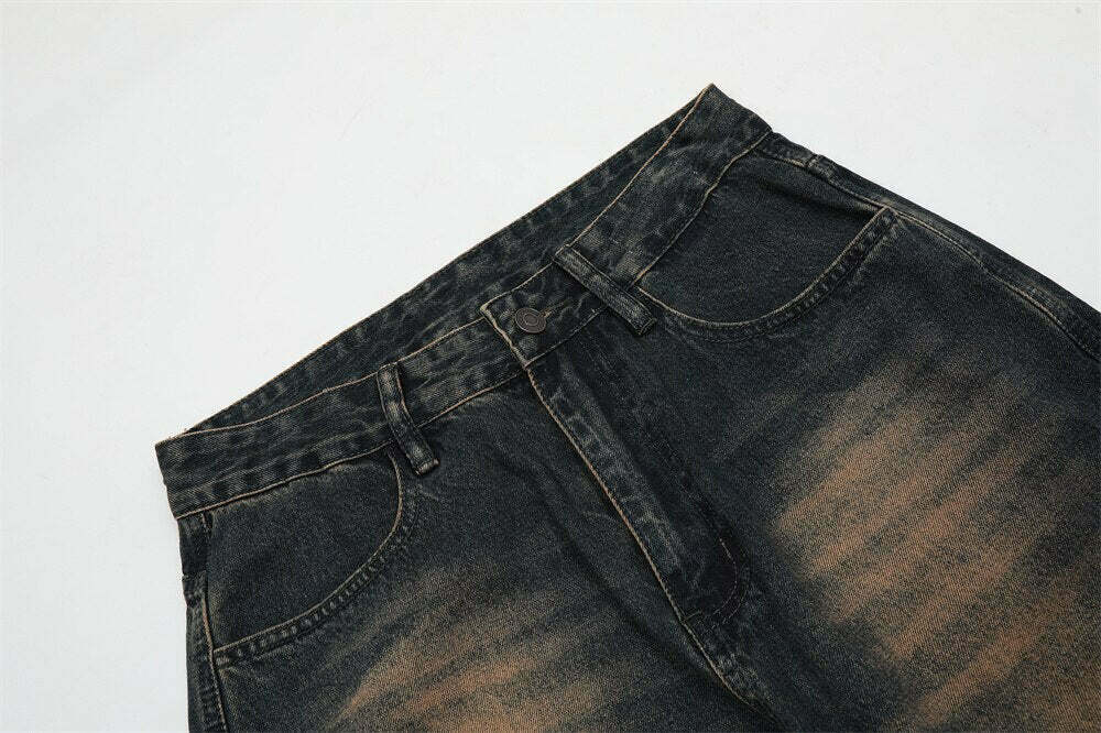 Vintage Wash Relaxed Fit Jeans: Y2K Fashion with Coquette Aesthetic & Grunge Vibes Vintage Wash Relaxed Fit Jeans: Y2K Fashion with Coquette Aesthetic & Grunge Vibes