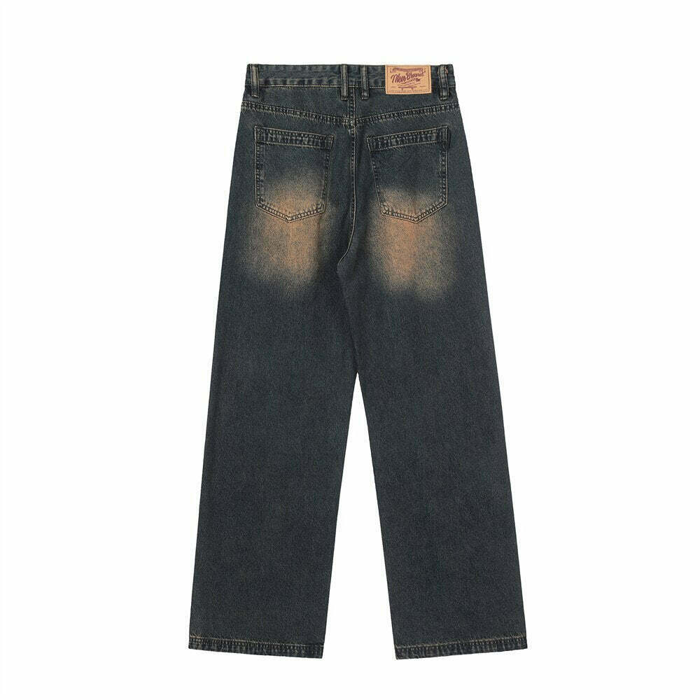 Vintage Wash Relaxed Fit Jeans: Y2K Fashion with Coquette Aesthetic & Grunge Vibes Vintage Wash Relaxed Fit Jeans: Y2K Fashion with Coquette Aesthetic & Grunge Vibes