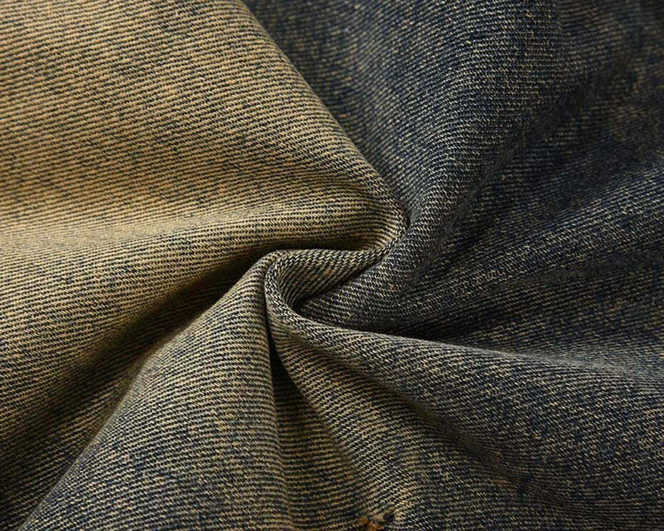 Vintage Wash Wavy Seam Jeans - Y2K Aesthetic Denim Skirt Set - Coquette Style Fashion