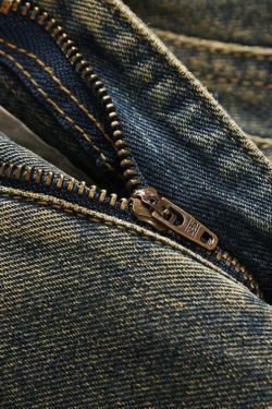 Vintage Wash Wavy Seam Jeans - Y2K Aesthetic Denim Skirt Set - Coquette Style Fashion