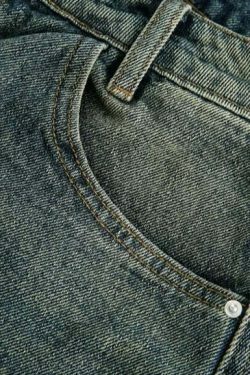 Vintage Wash Workwear Cargo Skirt - Y2K Aesthetic Grunge Style for Women