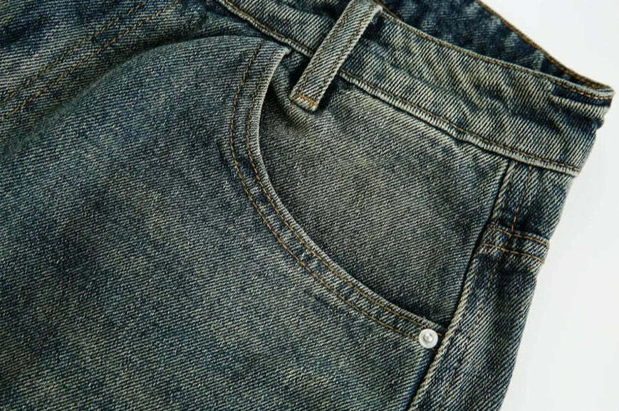 Vintage Wash Workwear Cargo Skirt - Y2K Aesthetic Grunge Style for Women