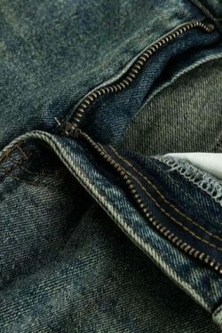 Vintage Wash Workwear Cargo Skirt - Y2K Aesthetic Grunge Style for Women