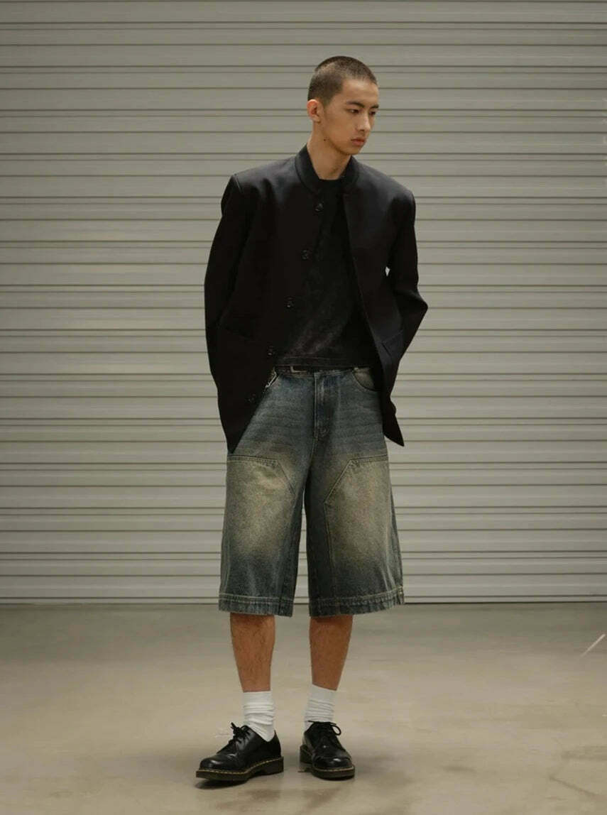 Vintage Wash Workwear Cargo Skirt - Y2K Aesthetic Grunge Style for Women