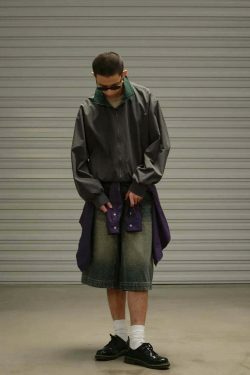 Vintage Wash Workwear Cargo Skirt - Y2K Aesthetic Grunge Style for Women