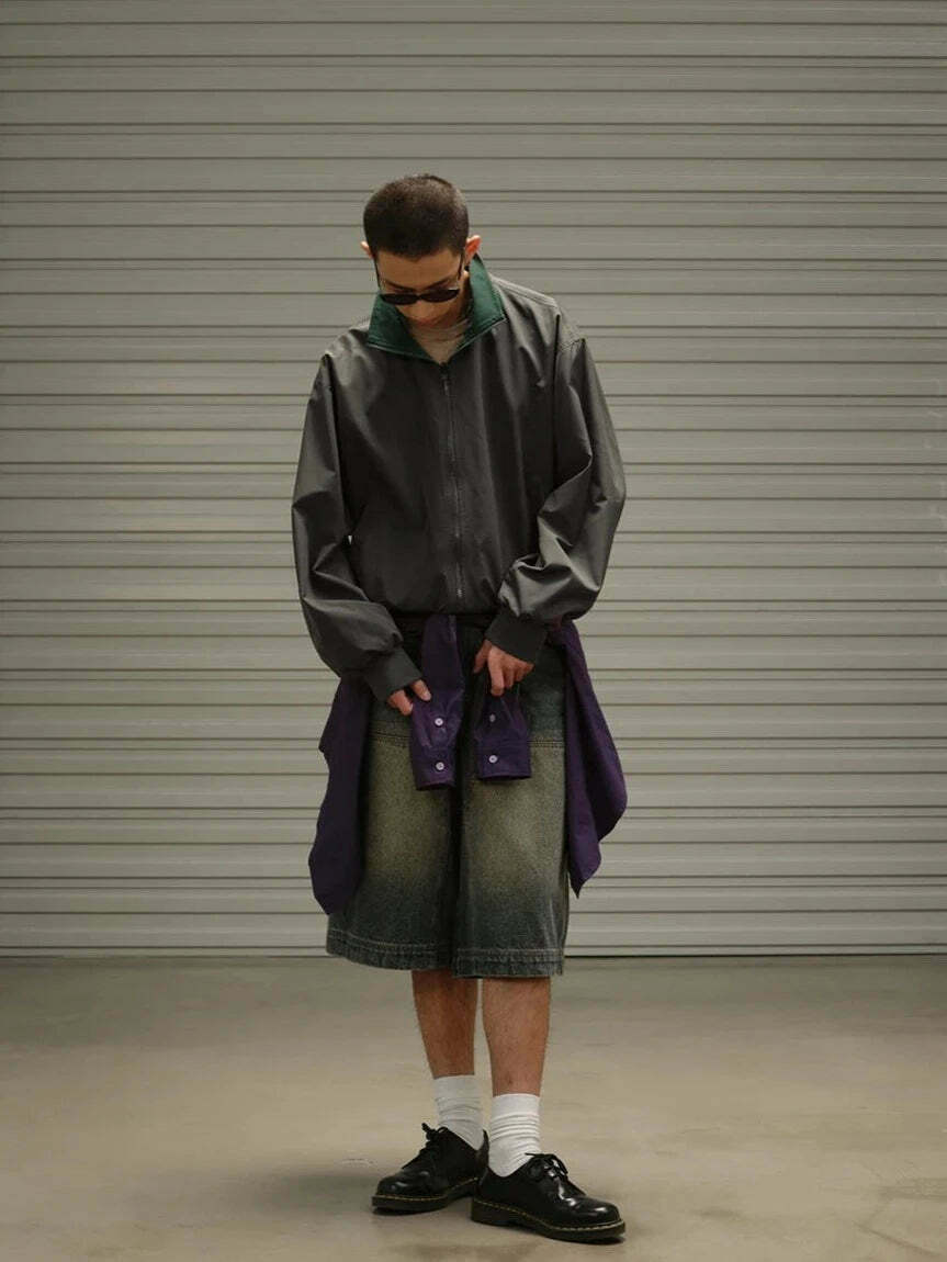 Vintage Wash Workwear Cargo Skirt - Y2K Aesthetic Grunge Style for Women