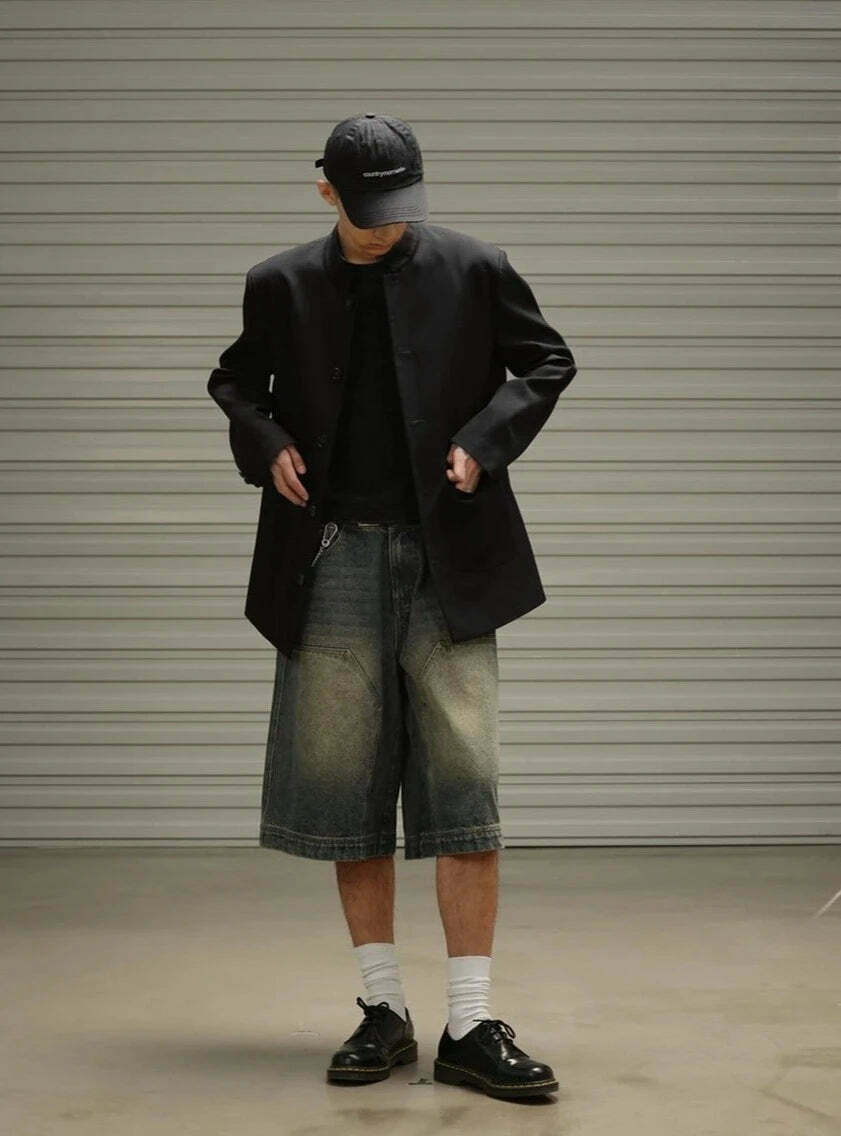 Vintage Wash Workwear Cargo Skirt - Y2K Aesthetic Grunge Style for Women