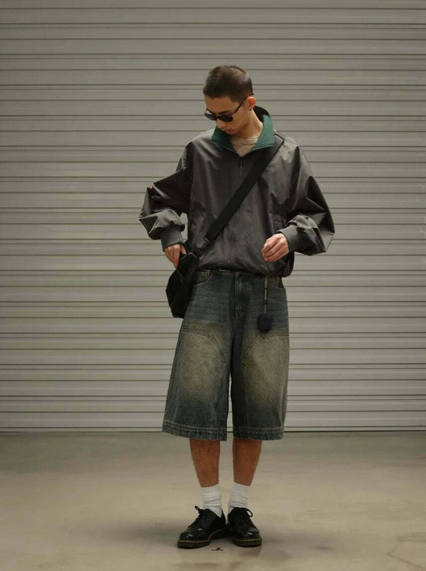 Vintage Wash Workwear Cargo Skirt - Y2K Aesthetic Grunge Style for Women