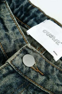 Vintage Wash Workwear Cargo Skirt - Y2K Aesthetic Grunge Style for Women