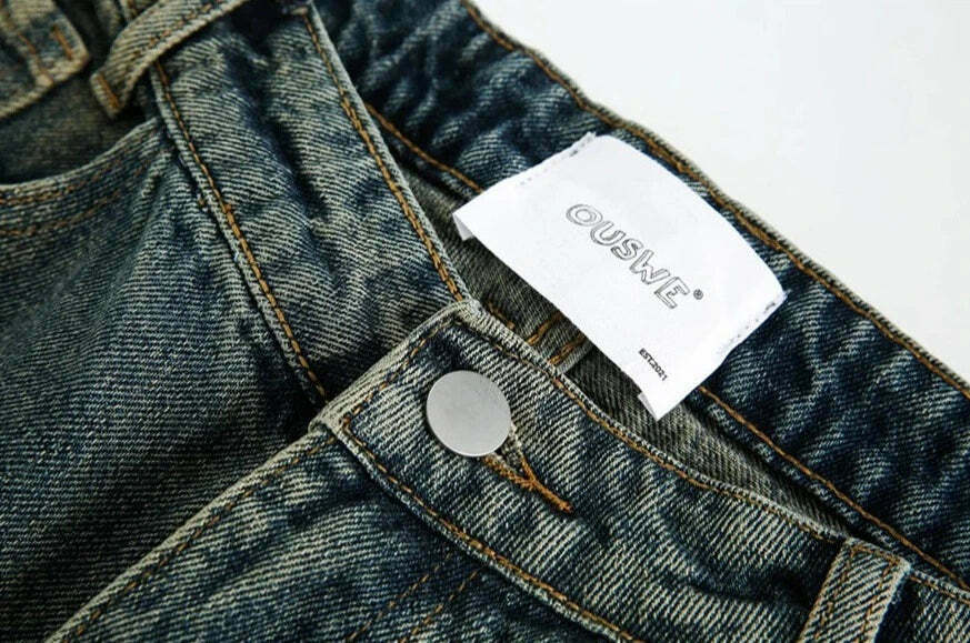 Vintage Wash Workwear Cargo Skirt - Y2K Aesthetic Grunge Style for Women