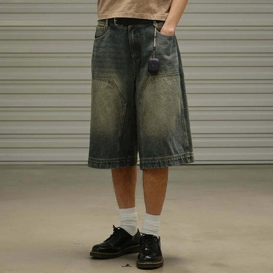 Vintage Wash Workwear Cargo Skirt - Y2K Aesthetic Grunge Style for Women