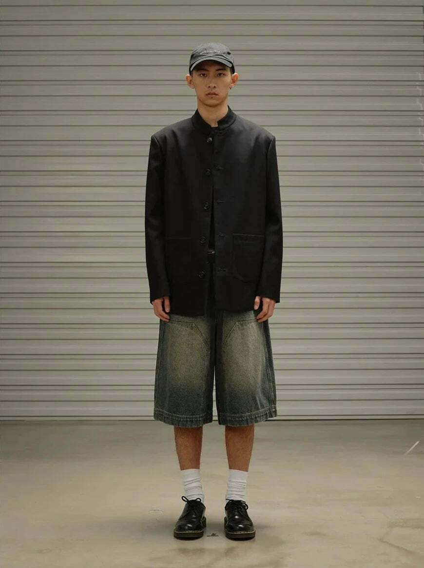 Vintage Wash Workwear Cargo Skirt - Y2K Aesthetic Grunge Style for Women