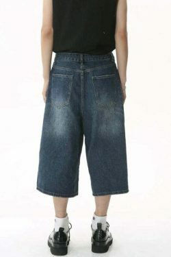 Vintage Washed Baggy Denim Shorts for a Nostalgic Y2K Aesthetic