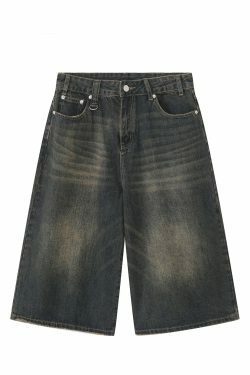 Vintage Washed Baggy Denim Shorts for a Nostalgic Y2K Aesthetic