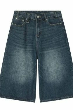 Vintage Washed Baggy Denim Shorts for a Nostalgic Y2K Aesthetic