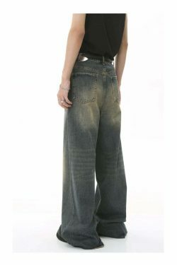 Vintage Washed Baggy Jeans: Y2K Aesthetic Denim - Coquette & Grunge
