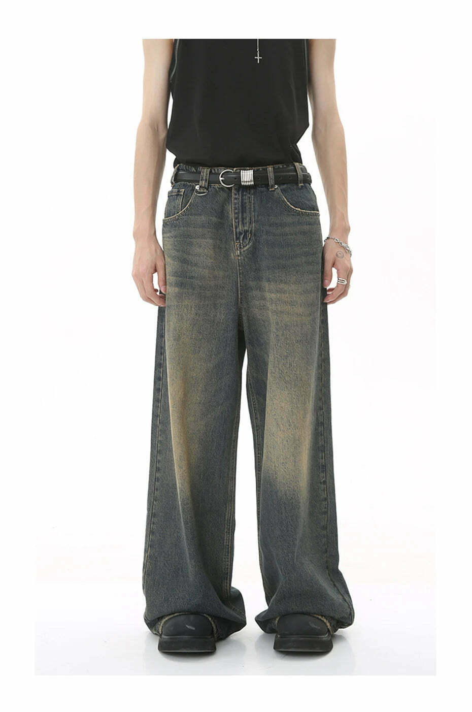 Vintage Washed Baggy Jeans: Y2K Aesthetic Denim - Coquette & Grunge Vintage Washed Baggy Jeans: Y2K Aesthetic Denim - Coquette & Grunge