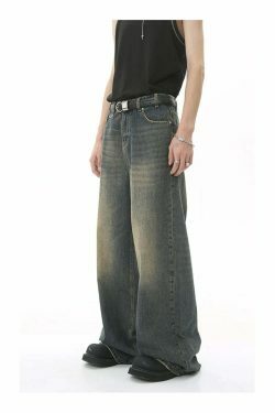 Vintage Washed Baggy Jeans: Y2K Aesthetic Denim - Coquette & Grunge