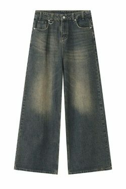 Vintage Washed Baggy Jeans: Y2K Aesthetic Denim - Coquette & Grunge
