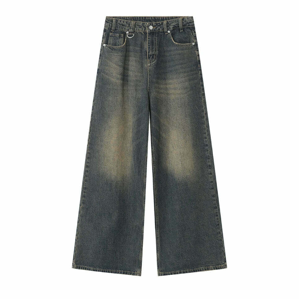 Vintage Washed Baggy Jeans: Y2K Aesthetic Denim - Coquette & Grunge Vintage Washed Baggy Jeans: Y2K Aesthetic Denim - Coquette & Grunge