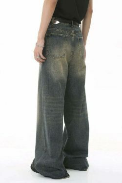 Vintage Washed Baggy Jeans: Y2K Aesthetic Denim - Coquette & Grunge