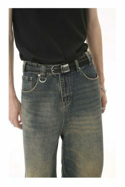 Vintage Washed Baggy Jeans: Y2K Aesthetic Denim - Coquette & Grunge