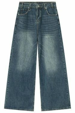 Vintage Washed Baggy Jeans: Y2K Aesthetic Denim - Coquette & Grunge