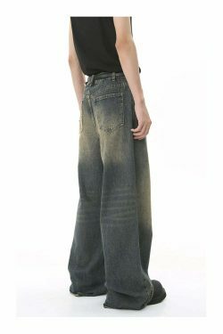 Vintage Washed Baggy Jeans: Y2K Aesthetic Denim - Coquette & Grunge