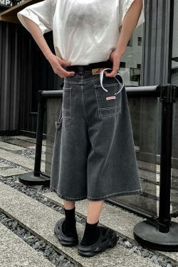 Vintage Washed Black Carpenter Jorts - Y2K Fashion Aesthetic with Grunge & Coquette Vibes