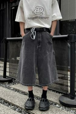 Vintage Washed Black Carpenter Jorts - Y2K Fashion Aesthetic with Grunge & Coquette Vibes