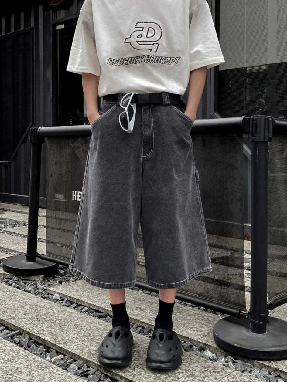 Vintage Washed Black Carpenter Jorts - Y2K Fashion Aesthetic with Grunge & Coquette Vibes Vintage Washed Black Carpenter Jorts - Y2K Fashion Aesthetic with Grunge & Coquette Vibes