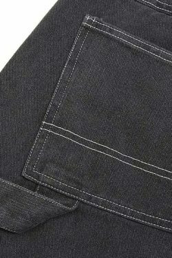 Vintage Washed Black Carpenter Jorts - Y2K Fashion Aesthetic with Grunge & Coquette Vibes