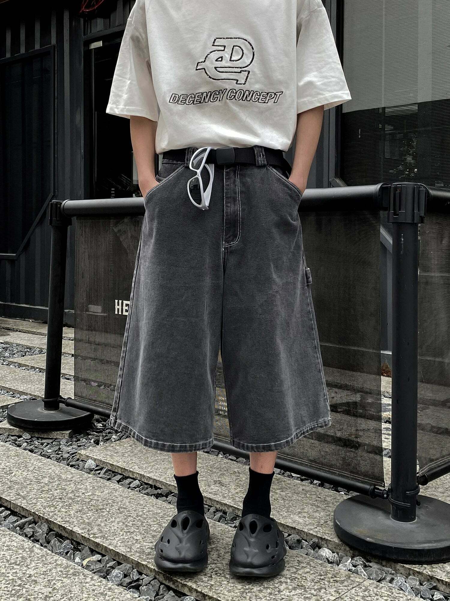 Vintage Washed Black Carpenter Jorts - Y2K Fashion Aesthetic with Grunge & Coquette Vibes Vintage Washed Black Carpenter Jorts - Y2K Fashion Aesthetic with Grunge & Coquette Vibes