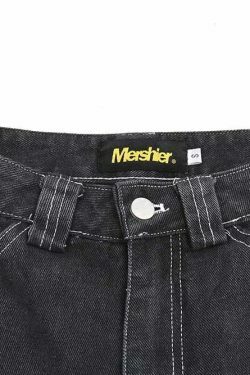 Vintage Washed Black Carpenter Jorts - Y2K Fashion Aesthetic with Grunge & Coquette Vibes